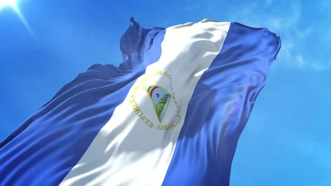 Nicaragua Flag Low Angle View Stock Footage 295694085