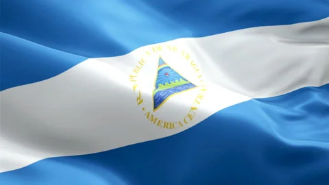 Nicaragua flag Motion Loop video waving in wind. Realistic Nicaraguan Flag Stock Footage 128192205