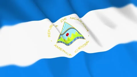 Nicaragua Flag Seamless Loop 4k 60fps on Sky Background Stock Footage 340351698