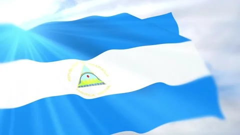 Nicaragua Flag Seamless Loop 4k 60fps on Sky Background Stock Footage 340619195