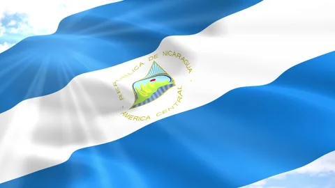 Nicaragua Flag Seamless Loop 4k 60fps on Sky Background Vídeos de archivo 341566879
