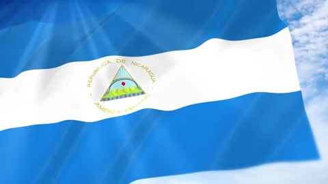 Nicaragua Flag Seamless Loop 4k 60fps on Sky Background Stock Footage 341675761