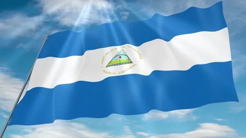 Nicaragua Flag Seamless Loop 4k 60fps on Sky Background Stock Footage 341762074