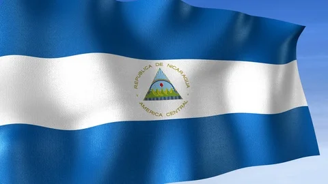 Nicaragua Flag - Set of 3 Angles with Masks [3WaveSeries] Stock Footage 106044993