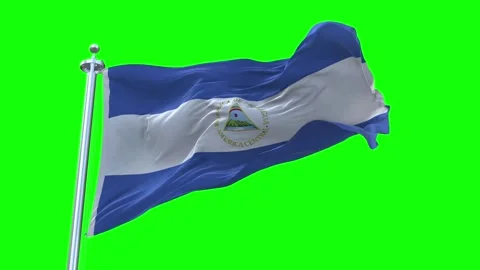 Nicaragua Flag Waving in Loopable and Textured green screen background Stock Footage 296876059