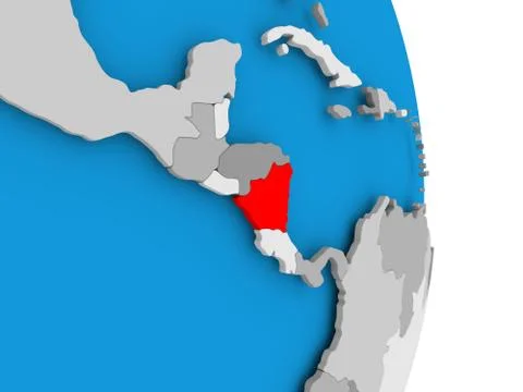 Nicaragua on globe Stock Illustration