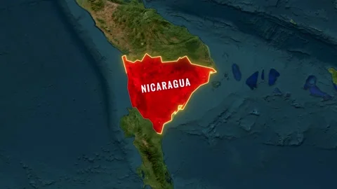 Nicaragua map highlighted on earth globe animation video motion clip Stockbeeldmateriaal 345061813