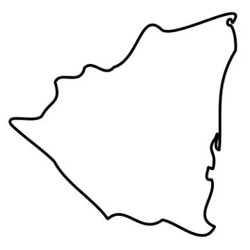 Nicaragua - solid black outline border map of country area. Simple flat vector Stock Illustration