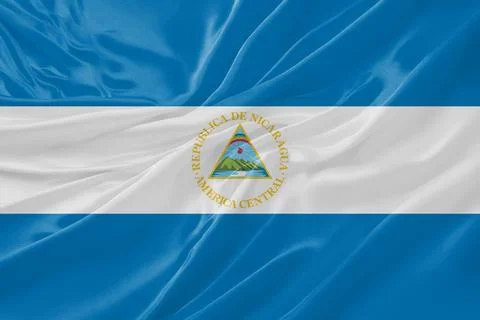 Nicaragua Waving Flag Background with Detailed Fabric Texture Stock Illustration