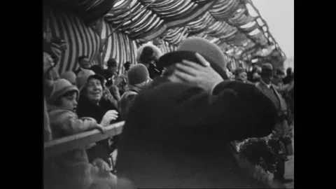 NICE - 1930 - Crowds cheer as floats wit... | Stock Video | Pond5
