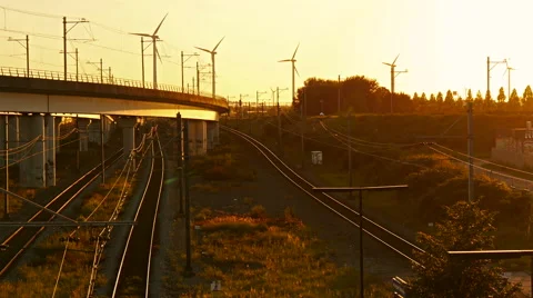 Nice 4k sunset at a train station.  Stock Footage 66185770