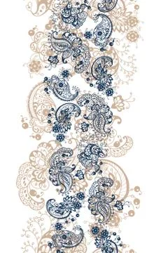 Nice abstract ornament seamless pattern vertical line  with different element Stock Illustration