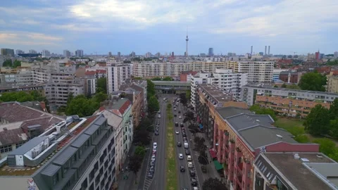 Nice aerial top view flight drone. Berlin train station prefabricated building Vídeo Stock 247518718