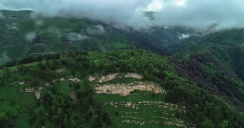 Nice aerial view of the mountain plateau among the green forest Stock Footage 157240351