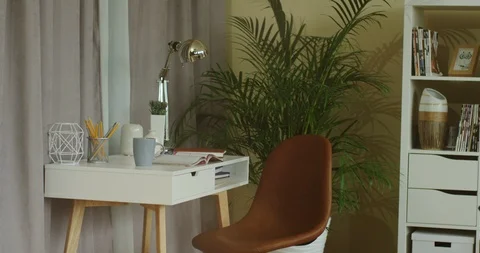 Nice and cozy interior of the empty comfortable corner in the living room with a 스톡 동영상 104977867