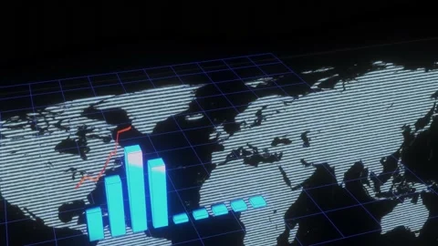 Nice animation of rising blue bar graph following the arrow capital business Stock Footage 142298419