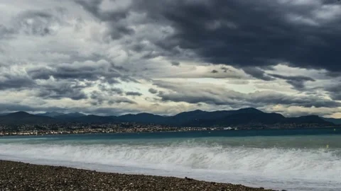 NIce-Antibes big waves 1 Video stock 138342054