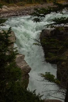 Nice Athabasca waterfall in Canada. Stock Photos