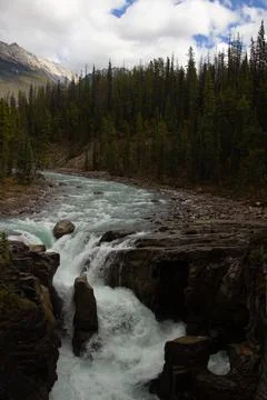 Nice Athabasca waterfall in Canada. Stock Photos