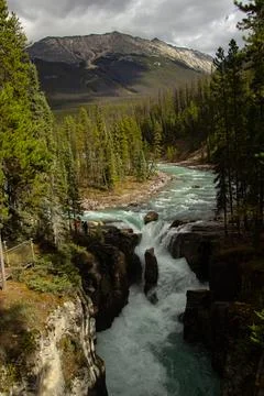 Nice Athabasca waterfall in Canada. Stock Photos