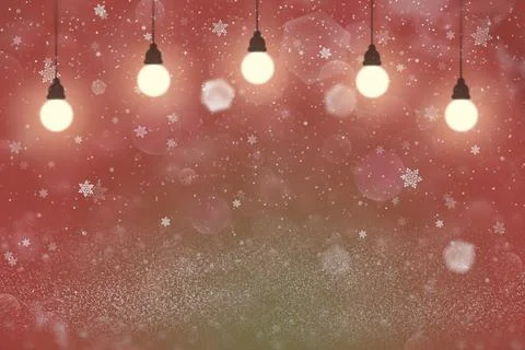 Nice background lights with light bulbs, snow flakes bokeh - texture Illustrazione stock