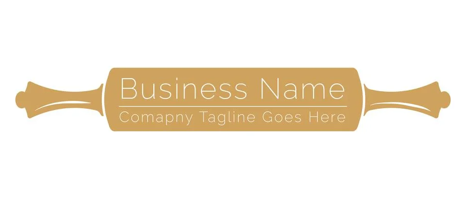 Nice Bakery Logo with Elegant Rolling Pin or Dough Roller Stock Illustration