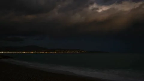 Nice beach storm night Video stock 139055547