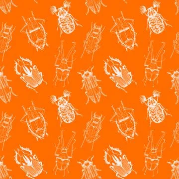 Nice beetles vector pattern Stock Illustration
