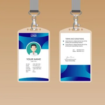 Nice Blue ID Card Design Template 库存插图