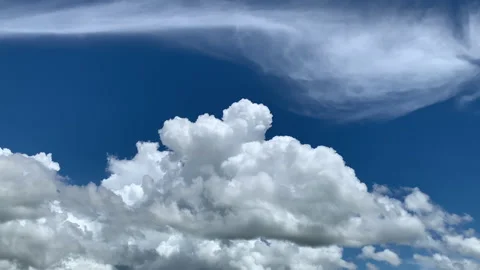 Nice blue sky with fluffy white clouds Video stock 139867868