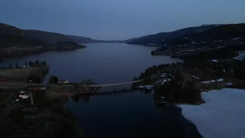 Nice bridge front of the lake Stock Footage 306846913