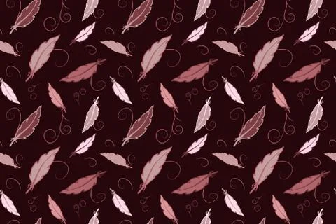 Nice burgundy feather pattern Stock Illustration