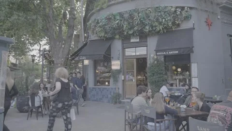 A nice café in Buenos Aires, Argentina, with people enjoying a drink Video stock 345139420