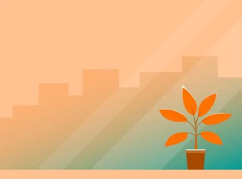 Nice calm window background with plant and city view. Stock Illustration