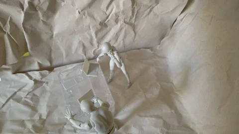 Nice camera movement on a working office recreation with dolls Stock Footage 123304891