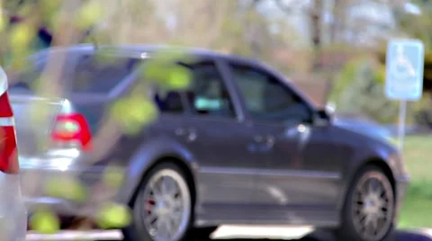 Nice Car in the Handicapped Parking space Stock Footage 49350731