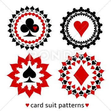 Nice card suit round patterns Stock Illustration