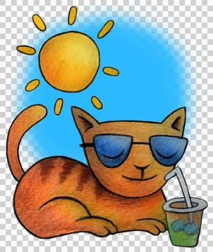Nice cat enjoying the summer Ilustración de archivo