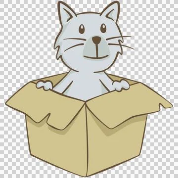 Nice cat inside a cardboard box Stock Illustration
