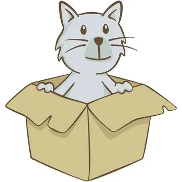 Nice cat inside a cardboard box Stock Illustration