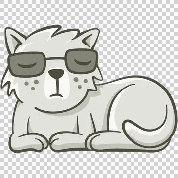 Nice cat with sunglasses on his head Stockillustratie