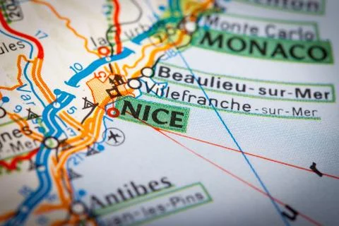 Nice city on a road map Stock Photos