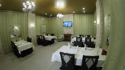 Nice classical restaurant room with table appointments 스톡 동영상 48057345