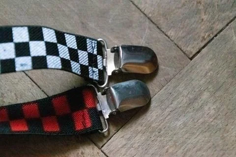 Nice close up of locks of plaid braces Stock Photos