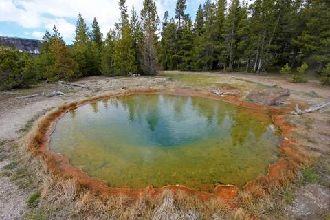 Nice colorful pool spring in Yellowstone National Park, USA Stock Photos