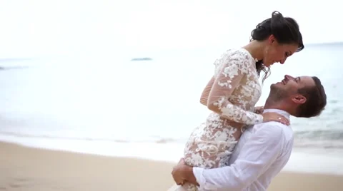 Nice couple on the beach. Stock Footage 60781261