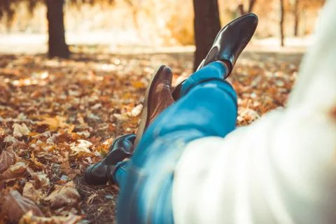 Nice couple lying in the park Stock Photos