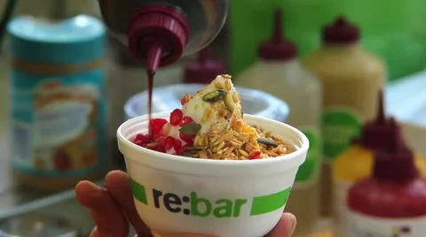 A nice cup of yogurt with fruit Stock Footage 12035502