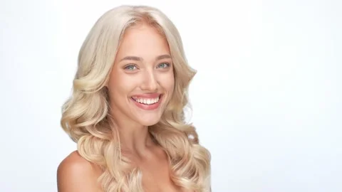 Nice cute stunning lady beaming smiling isolated white color background Stock Footage 166099393