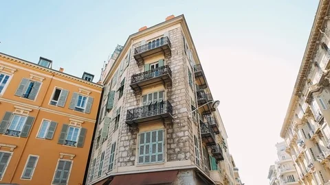 Nice Development Of New Townhouses. External Facade Of Row Of Colorful Modern Stock-Footage 111480744